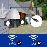 SV3C Floodlight Camera Wireless WiFi 1080P Dome Surveillance Security Auto Tracking Tuya Smart Life Home Two-Way Audio MicroSD Cloud Storage 4X Digital Zoom IP66 Waterproof Outdoor
