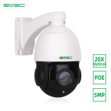 Outdoor 5MP PTZ IP POE Security Camera, SV3C Pan 360° Tilt 20X Optical Zoom Home Surveillance Camera, 200FT IR HD Night Vision Waterproof Motion Detect Remote Access Onvif RTSP, 128GB SD Card Slot