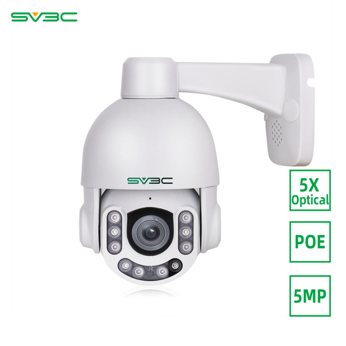 US$ 119.99 ~ US$ 149.99 - PTZ Camera Outdoor POE 5MP with Built-in  Microphone for Two Way Audio, SV3C 10 LEDs Super HD Pan Tilt 5X Zoom  Security Surveillance Dome IP Camera(Wired),