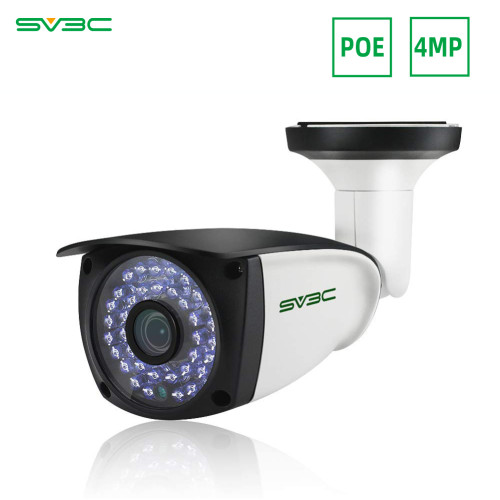 SV3C IP POE Camera Security Outdoor 4 Megapixels Super HD 2560x1440 H.265 Waterproof Video Camera Onvif IR Night Vision Motion Detection(Wired)