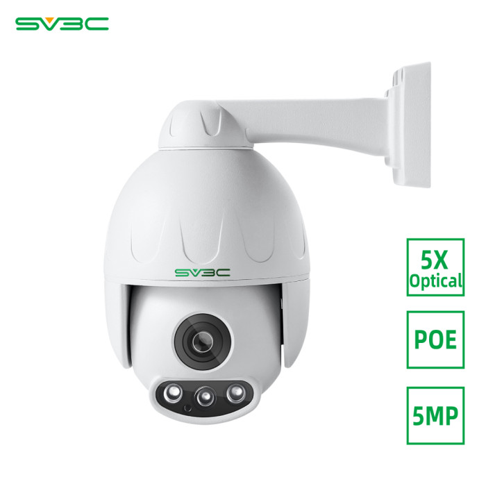 US$ 149.99 - SV3C 5MP PTZ POE Camera Outdoor 5XOptical Zoom Pan Tilt & 2.7-13.5MM Varifocal Lens Surveillance IP Security Two-Way Audio, 190FT Night Vision-Sony Sensor, ONVIF H.265, Support Max 128GB