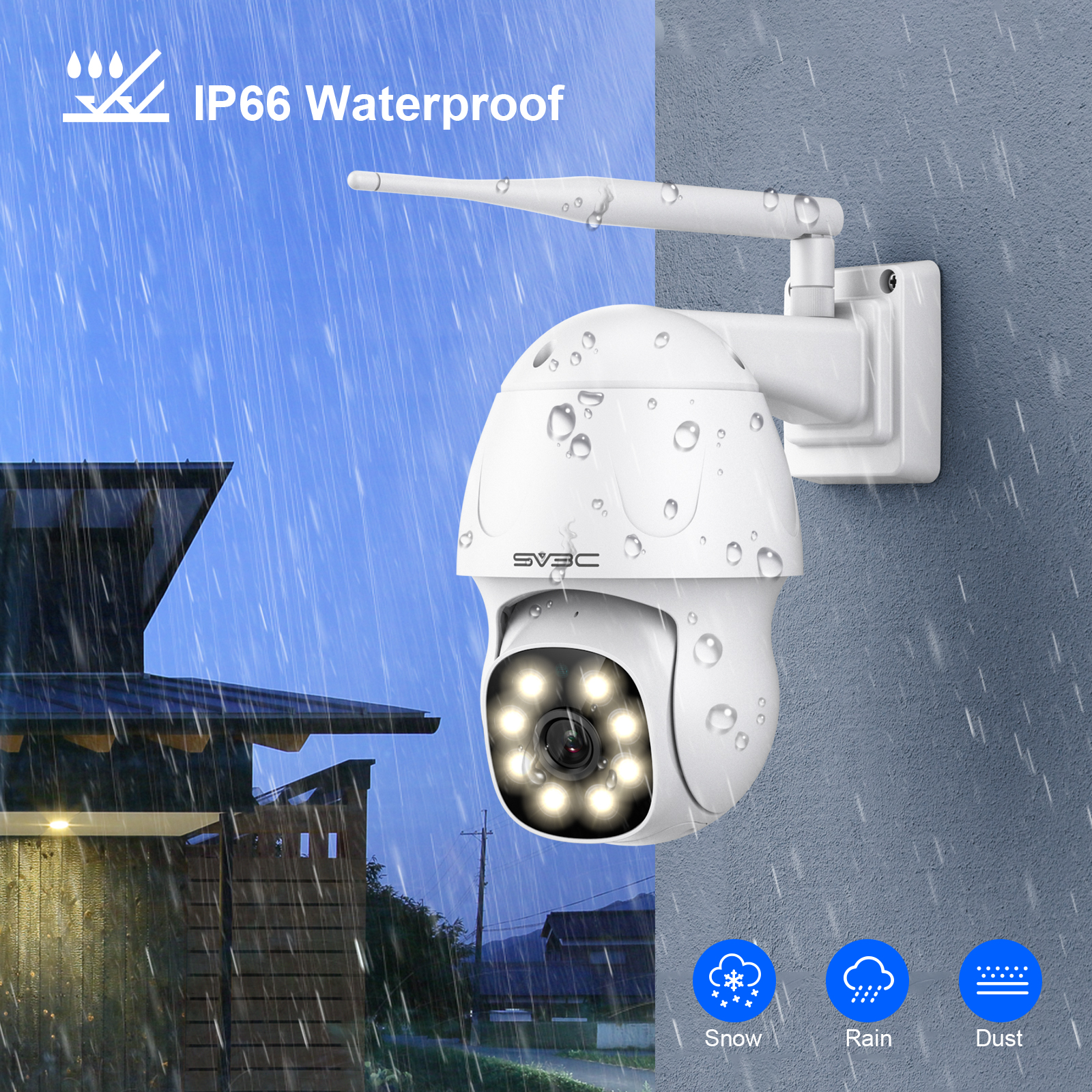 SV3C Cámara PTZ con zoom óptico de 20X para exteriores, cámaras IP WiFi de  5 MP, cámara de seguridad exterior con inclinación panorámica compatible