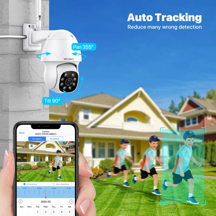 SV3C 5MP WiFi IP Camera Outdoor Metal Motion Track PTZ Security ...