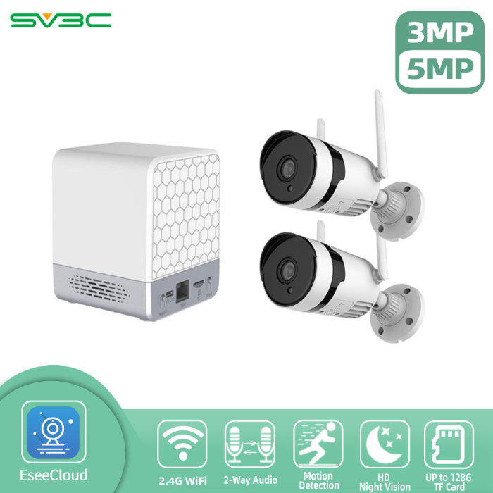 SV3C Wireless Mini NVR 3MP Wifi Camera Set Surveillance Video System Sound  Record Home Outdoor Security