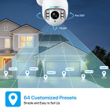 SV3C PTZ Camera Outdoor WiFi Wireless 5MP 15X Optical Zoom Security IP Camera with Spotlight Color Night Vision, Humanoid Detect