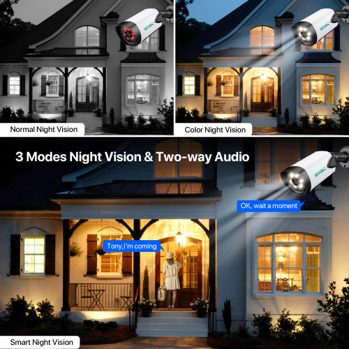 SV3C POE Security Camera System, 4CH 8CH 4K NVR Recorder 4pcs Wired 5MP IP Cameras Outdoor with Floodlight, Full-color Vision