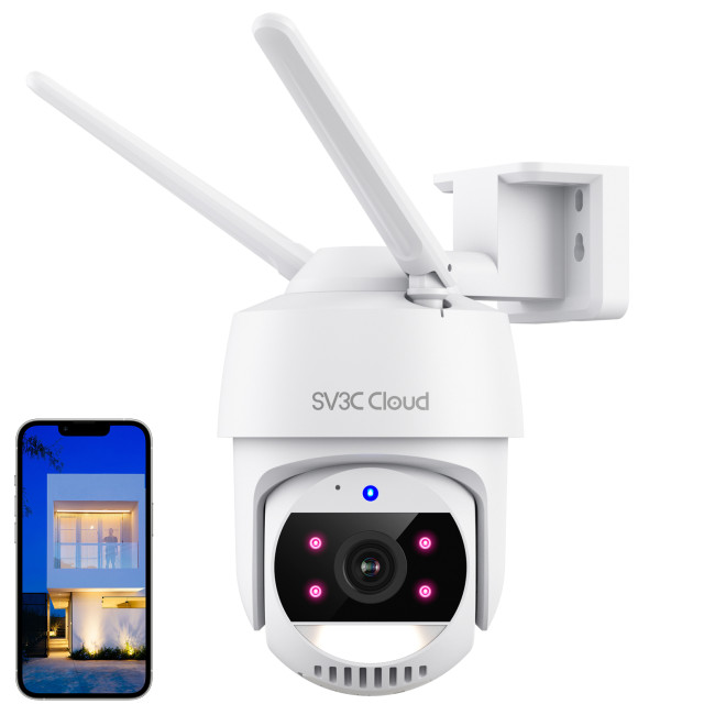 SV3C PTZ WiFi Camera Outdoor, 5MP Security Cameras with Floodlight and Auto Tracking, Pan Tilt IP Cam Support Cloud & SD Card Storage, Color Night Vision, Audio, Alexa, Google Assistant, CloudEdge APP