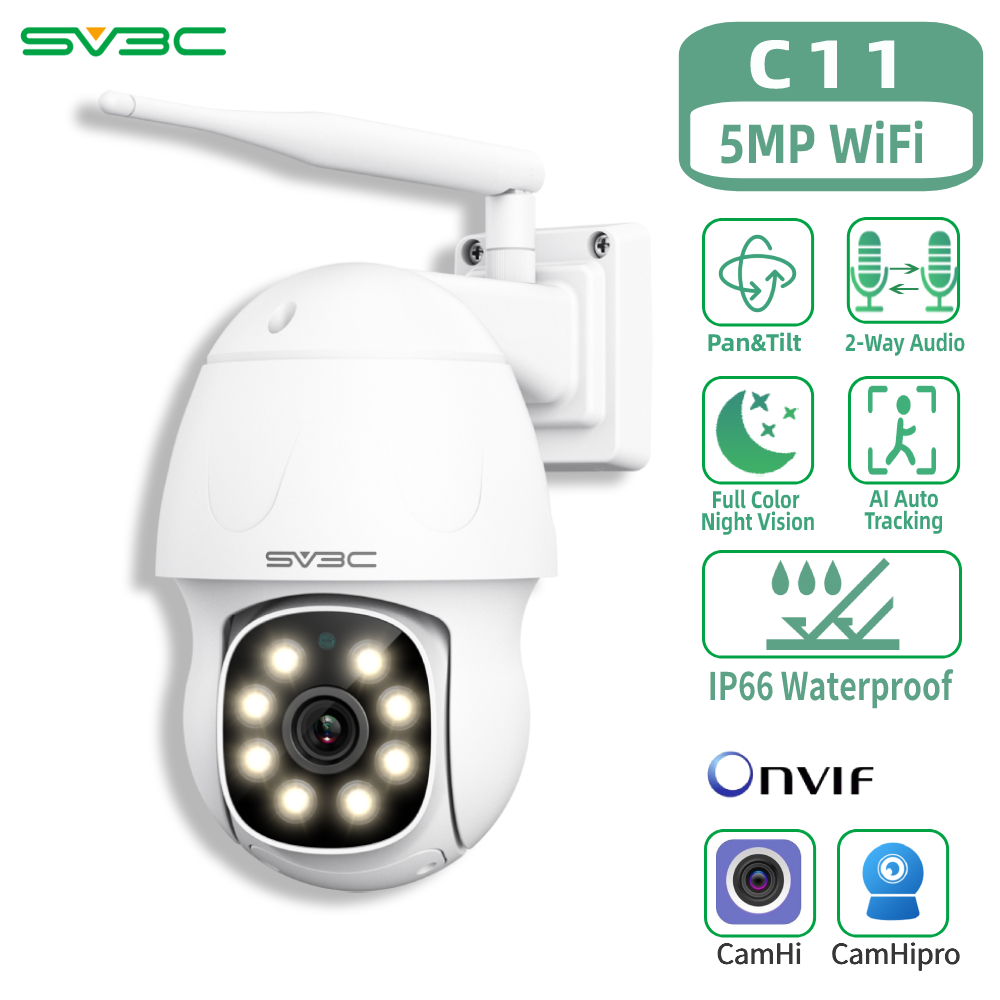 US$ 50.99 ~ US$ 59.99 - 5MP Outdoor Security Camera, SV3C WiFi Wireless 5  Megapixels HD Night Vision Surveillance Cameras, 2-Way Audio IP Camera,  Motion Detection CCTV, Weatherproof Outside Camera Support Max