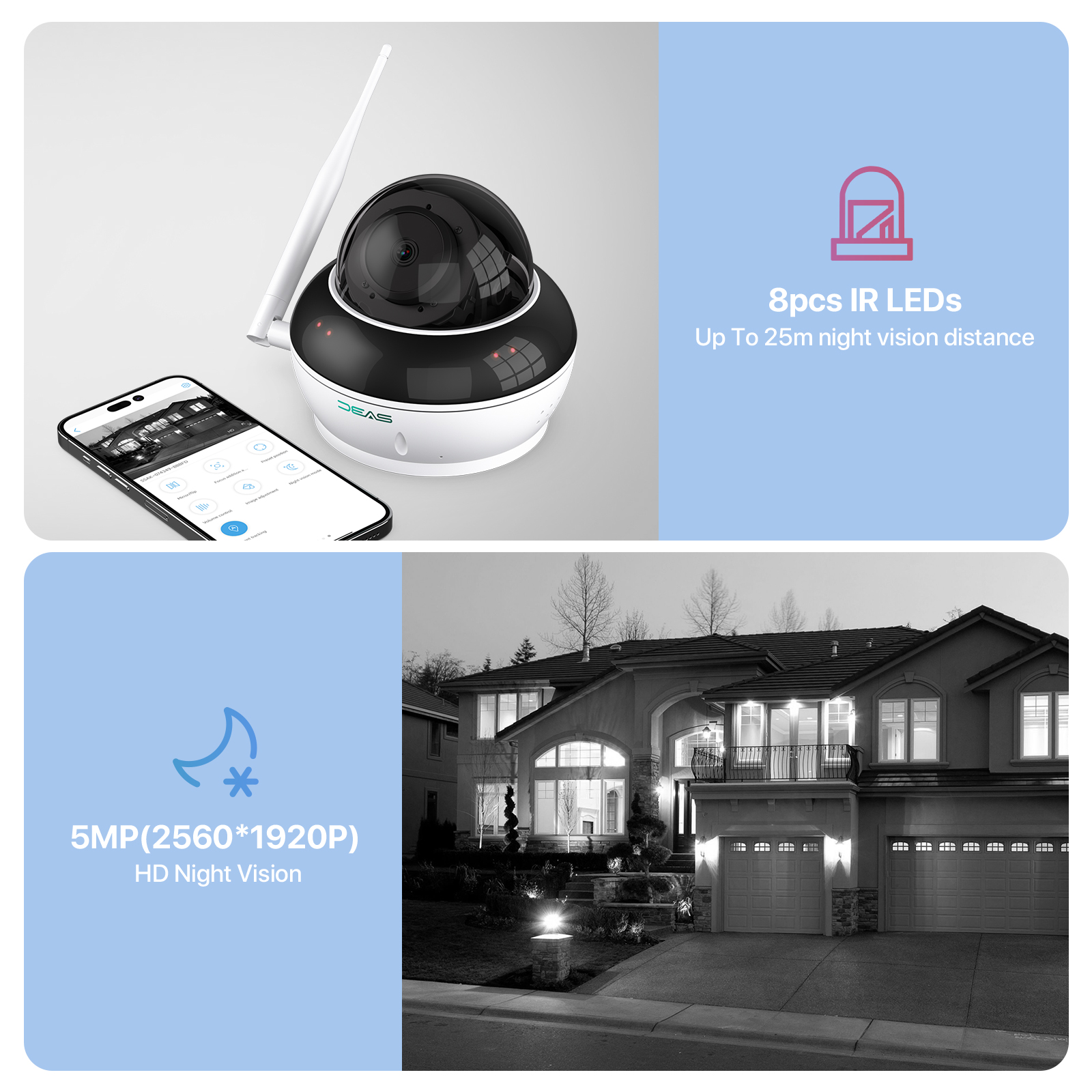SV3C WiFi Security IP Camera Outdoor, Auto Tracking 1080P PTZ Pan Tilt Home  Cameras, Support Floodlight Color Night Vision, Onvif, Motion Detect, RTSP