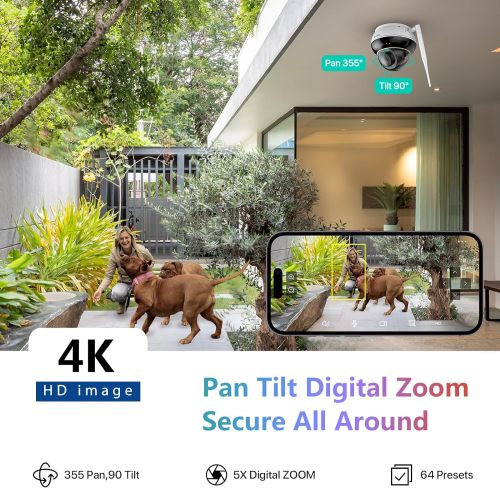 SV3C 4K PTZ WiFi Security Camera Outdoor, 8MP Wireless IP Dome Camera Indoor with Humanoid Tracking, Infrared HD Night Vision, 2-Way Audio, SD Card Record, Support RTSP, FTP, PC, APP, 2.4/5 GHz WiFi