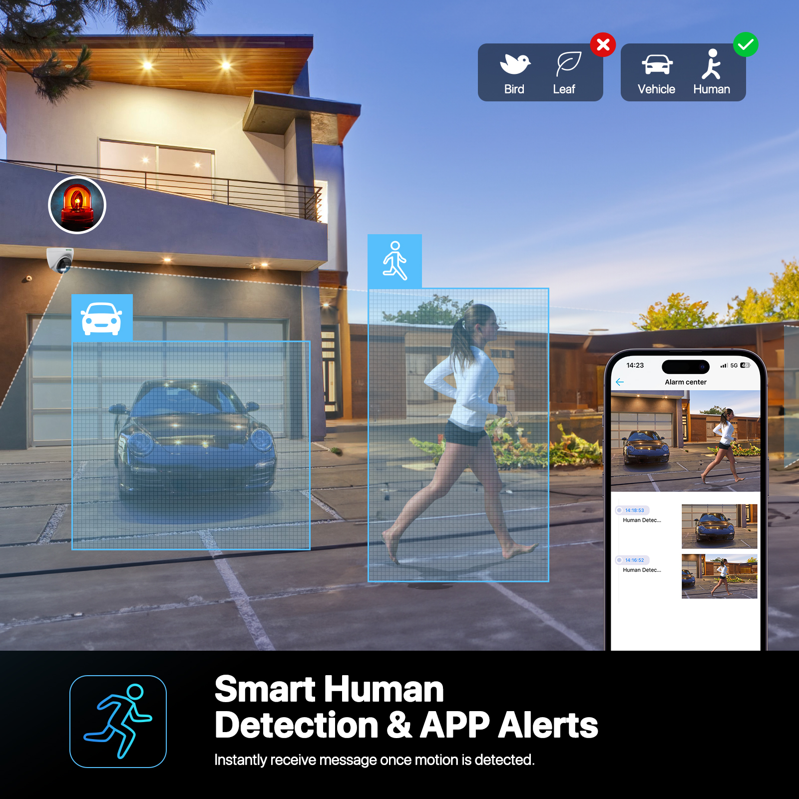 SV3C 4K PTZ Security Camera Outdoor - PoE & WiFi Dual Network, Auto Tracking, Color Night Vision, Human/Vehicle Detection, ONVIF, Waterproof