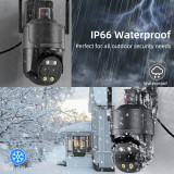 SV3C 4K Dual Lens PTZ WiFi Security Camera Outdoor, Dual Band Auto Tracking ONVIF IP Camera, Color Night Vision, Human Vehicle Motion Detection, Waterproof, 24/7 Recording, Blueiris, Camhipro, Black