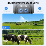 SV3C 4K Dual Lens PTZ WiFi Security Camera Outdoor, Dual Band Auto Tracking ONVIF IP Camera, Color Night Vision, Human Vehicle Motion Detection, Waterproof, 24/7 Recording, Blueiris, Camhipro, Black