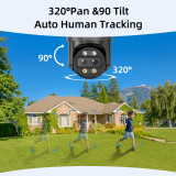 SV3C 4K Dual Lens PTZ WiFi Security Camera Outdoor, Dual Band Auto Tracking ONVIF IP Camera, Color Night Vision, Human Vehicle Motion Detection, Waterproof, 24/7 Recording, Blueiris, Camhipro, Black