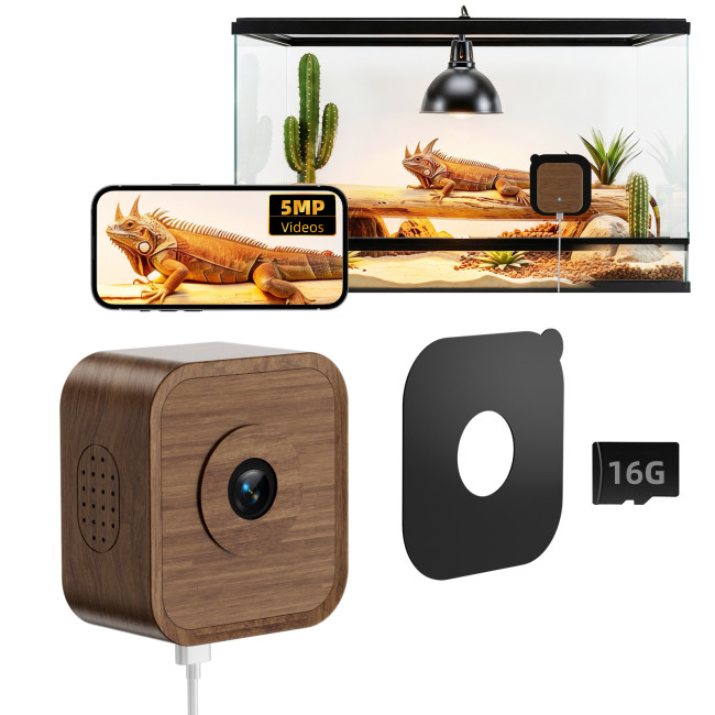 5MP Aquarium & Terrarium Camera, WiFi Pet Camera with Daily Time-Lapse Video, 120° Wide-Angle Anti-Glare Lens, AI Motion Alerts, Color Night Vision, Easy Magnetic Install for Fish, Reptiles, Insect