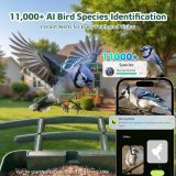 SV3C Smart Bird Feeder with Camera Solar Powered - 4K UHD Video Bird Feeder, AI Bird Identification Lifetime Free, 2.4G/5G Wi-Fi, Durable Metal, Backyard Birdwatching Gifts for Mom Dad & Bird Lovers