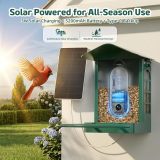SV3C Smart Bird Feeder with Camera Solar Powered - 4K UHD Video Bird Feeder, AI Bird Identification Lifetime Free, 2.4G/5G Wi-Fi, Durable Metal, Backyard Birdwatching Gifts for Mom Dad & Bird Lovers