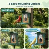 SV3C Smart Bird Feeder with Camera Solar Powered - 4K UHD Video Bird Feeder, AI Bird Identification Lifetime Free, 2.4G/5G Wi-Fi, Durable Metal, Backyard Birdwatching Gifts for Mom Dad & Bird Lovers