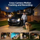SV3C Wireless Outdoor Security Camera System, 2K Dual Lens Solar Powered Cameras for Home Security, No Subscription, 360° Pan Tilt, Auto Tracking, Color Night Vision, Motion Alerts, 2-Camera Kit