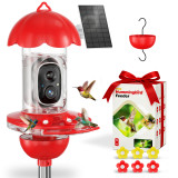 Hummingbird Feeder with Camera Outdoors, Solar Powered Smart Bird Feeder Bee Guards, Ant Moat, 2K, Auto Video Capture, App Alerts, AI Bird Id, Hanging or Pole-Mount, Gift For Mom Dad, Bird Lovers