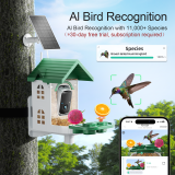 Bird Feeder with Camera, Smart Bird Feeder Camera with AI Identify BirdSpecies, Solar Powered, Instant Alerts, 2K HD Video, Various DIY Addons, 2.4G WiFi, Gift for Mom Dad and Birdlover (Red)