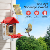 Bird Feeder with Camera, Smart Bird Feeder Camera with AI Identify BirdSpecies, Solar Powered, Instant Alerts, 2K HD Video, Various DIY Addons, 2.4G WiFi, Gift for Mom Dad and Birdlover (Red)