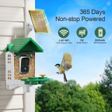 Bird Feeder with Camera, Smart Bird Feeder Camera with AI Identify BirdSpecies, Solar Powered, Instant Alerts, 2K HD Video, Various DIY Addons, 2.4G WiFi, Gift for Mom Dad and Birdlover (Red)