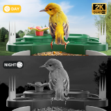 Bird Feeder with Camera, Smart Bird Feeder Camera with AI Identify BirdSpecies, Solar Powered, Instant Alerts, 2K HD Video, Various DIY Addons, 2.4G WiFi, Gift for Mom Dad and Birdlover (Red)