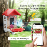 Bird Feeder with Camera, Smart Bird Feeder Camera with AI Identify BirdSpecies, Solar Powered, Instant Alerts, 2K HD Video, Various DIY Addons, 2.4G WiFi, Gift for Mom Dad and Birdlover (Red)