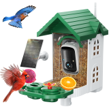 Bird Feeder with Camera, Smart Bird Feeder Camera with AI Identify BirdSpecies, Solar Powered, Instant Alerts, 2K HD Video, Various DIY Addons, 2.4G WiFi, Gift for Mom Dad and Birdlover (Red)