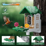 Bird Feeder with Camera, Smart Bird Feeder Camera with AI Identify BirdSpecies, Solar Powered, Instant Alerts, 2K HD Video, Various DIY Addons, 2.4G WiFi, Gift for Mom Dad and Birdlover (Red)