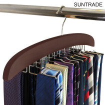 SUNTRADE Wooden Tie Hanger,24 Tie Organizer Rack Hanger Holder Hook