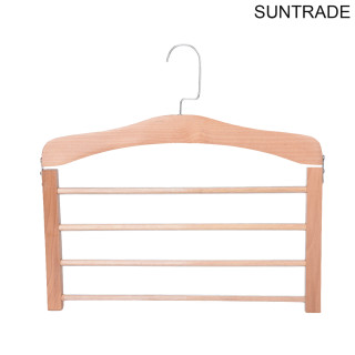 SUNTRADE 4-Layer Wooden Pants Rack,Trousers Pants Jeans Scarf Clothes Hanger Organizer