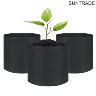 SUNTRADE 3-Pack 1 2 3 5 7 Gallon Black Grow Bags/Aeration Fabric Pots with Handles