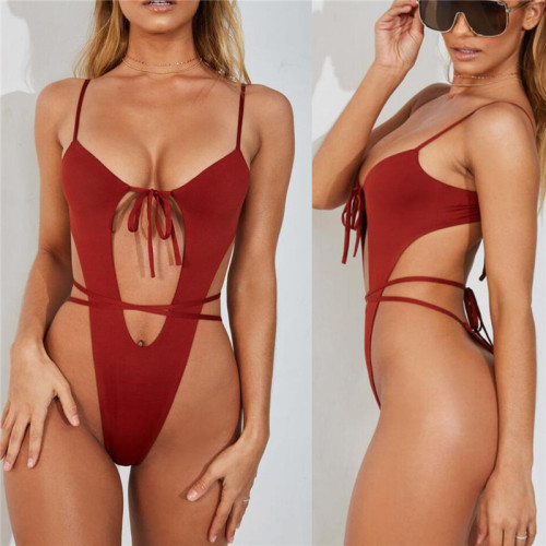 Red women wholesale one piece swimsuit
