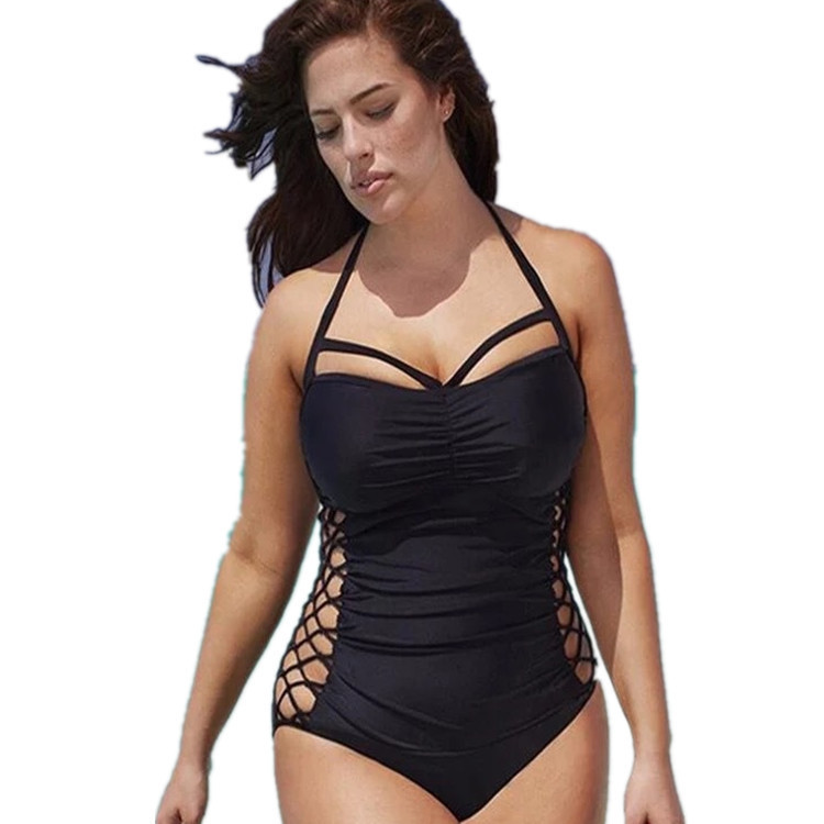 Black plus size women new string swimwear