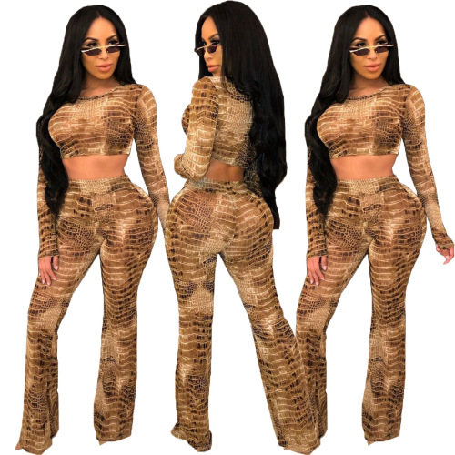 Printed Long Sleeve Fashion Women Two Pieces Set