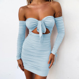 New arriving hot sale fashion off-shoulder long sleeve sexy skirt
