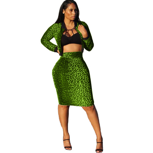 Leopard Printed Women Party Two Pieces Dress