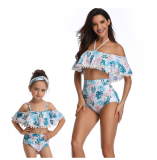 New Design Sexy Off-shoulder Backless High Waist Parent-child Bathing Suit S-XL