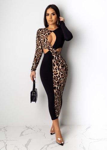 Leopard Printed Women Midi Dress