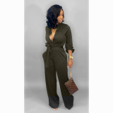 Solid Color Loose Style Women Jumpsuit