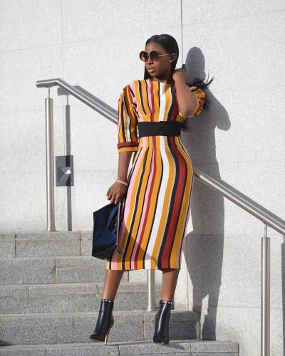 Fashion Stripe Printed Women Dress