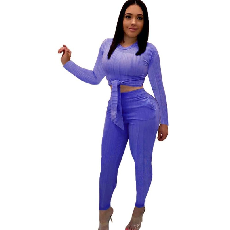 Pure Color Long Sleeve Two Pieces Outfit