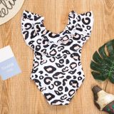 New Arriving Mother &daughter Flounce Leopard Print Swimsuit One-piece Bikini