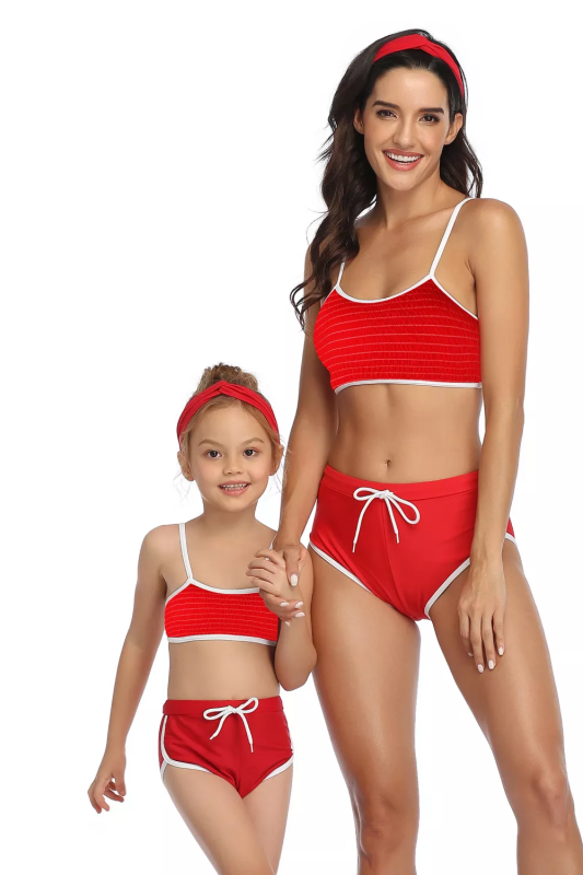 Beauty Cute Printed High Waist Parent-child Swimsuit Split Bikini S-XL