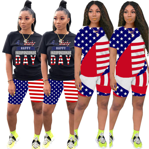 Printed Women Flag Printed Two Piece Set