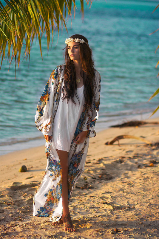 Feather Print Print Beach Cover Up