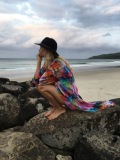 Color Feather Print Print Beach Cover Up