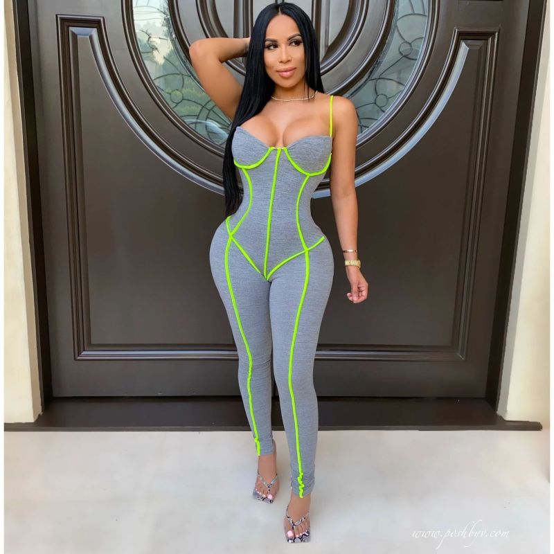 Fashion Sexy Top Tight Strap Jogging Jumpsuit